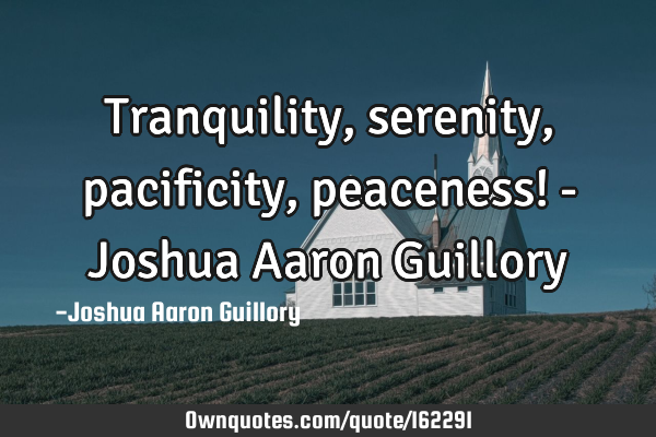Tranquility, serenity, pacificity, peaceness! - Joshua Aaron G