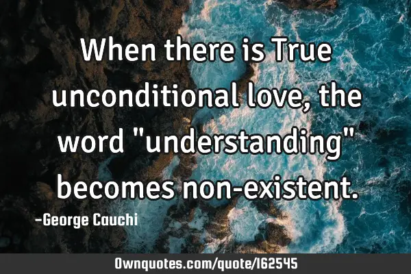 When there is True unconditional love, the word "understanding" becomes non-