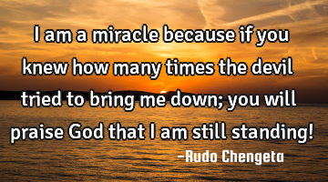 I am a miracle because if you knew how many times the devil tried to bring me down; you will praise
