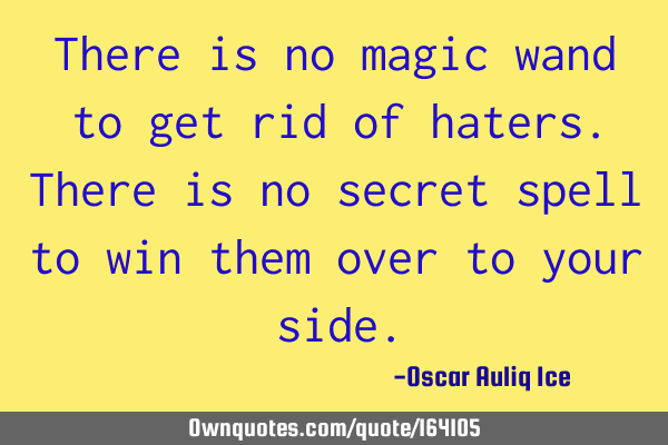 There is no magic wand to get rid of haters. There is no secret spell to win them over to your