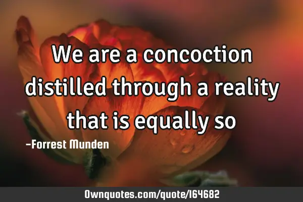 We are a concoction distilled through a reality that is equally