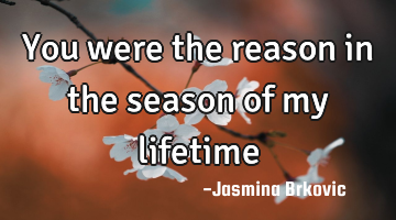 You were the reason in the season of my lifetime