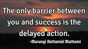 The only barrier between you and success is the delayed action.