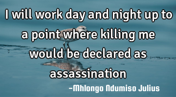 I will work day and night up to a point where killing me would be declared as assassination