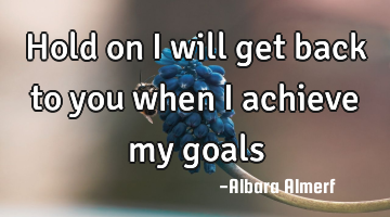 Hold on I will get back to you when I achieve my goals