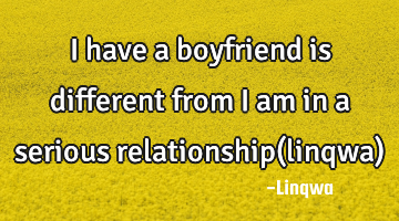 I have a boyfriend is different from I am in a serious relationship(linqwa)