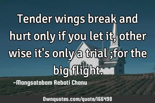 Tender wings break and hurt only if you let it, other wise it