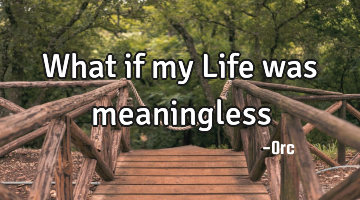 What if my Life was meaningless