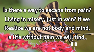 Is there a way to escape from pain? Living in misery, just in vain? If we Realize we are not body