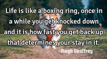 Life is like a boxing ring, once in a while you get knocked down and it is how fast you get back up