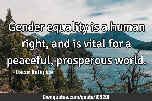 Gender equality is a human right, and is vital for a peaceful, prosperous