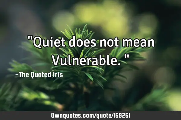 "Quiet does not mean Vulnerable."