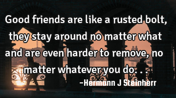 Good friends are like a rusted bolt , they stay around no matter what and are even harder to remove,