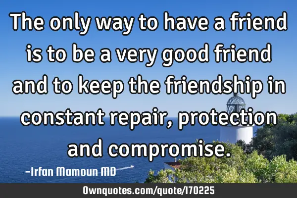 The only way to have a friend is to be a very good friend and to keep the friendship in constant