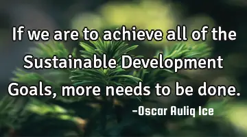 If we are to achieve all of the Sustainable Development Goals, more needs to be done.