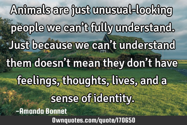 Animals are just unusual-looking people we can’t fully understand. Just because we can’t