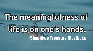The meaningfulness of life is on one