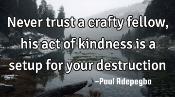 Never trust a crafty fellow, his act of kindness is a setup for your destruction