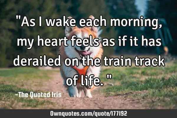 "As I wake each morning, my heart feels as if it has derailed on the train track of life."
