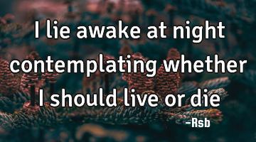 I lie awake at night contemplating whether I should live or die