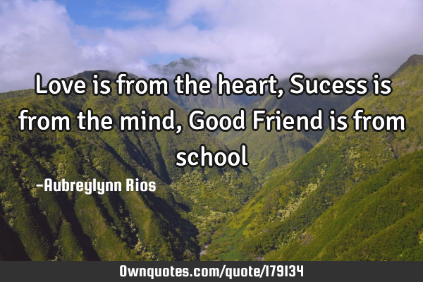 Love is from the heart, Sucess is from the mind, Good Friend is from