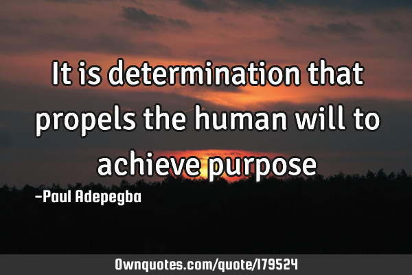 It is determination that propels the human will to achieve