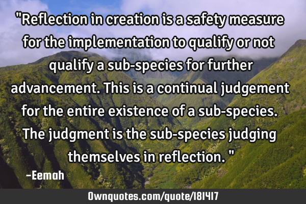 "Reflection in creation is a safety measure for the implementation to qualify or not qualify a sub-
