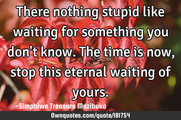 There nothing stupid like waiting for something you don