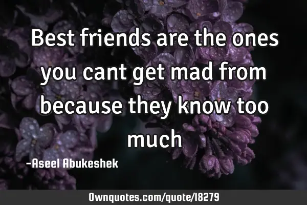 Best friends are the ones you cant get mad from because they know too