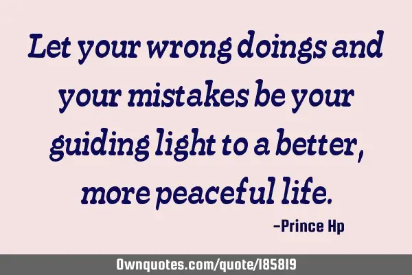 Let your wrong doings and your mistakes be your guiding light to a better, more peaceful