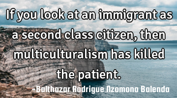 If you look at an immigrant as a second class citizen, then multiculturalism has killed the patient.
