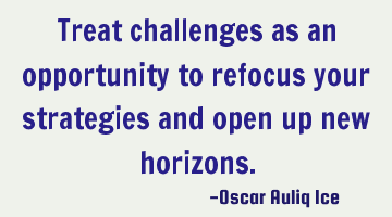 Treat challenges as an opportunity to refocus your strategies and open up new horizons.