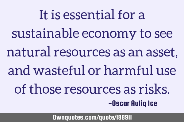 It is essential for a sustainable economy to see natural resources as an asset, and wasteful or