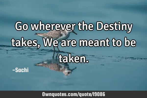 Go wherever the Destiny takes, We are meant to be