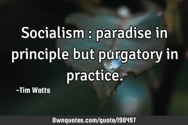 Socialism : paradise in principle but purgatory in