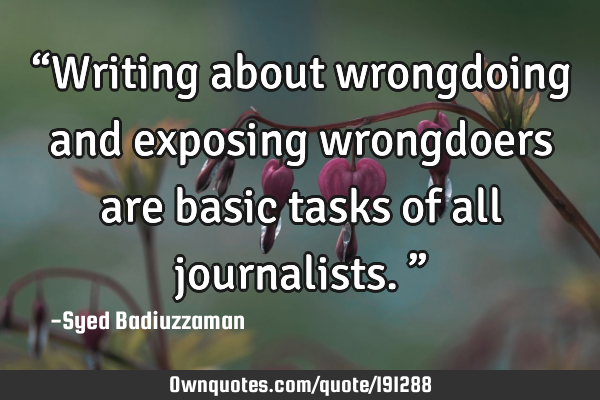 “Writing about wrongdoing and exposing wrongdoers are basic tasks of all journalists.”