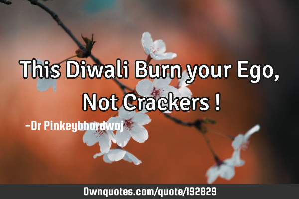 This Diwali Burn your Ego , Not Crackers !