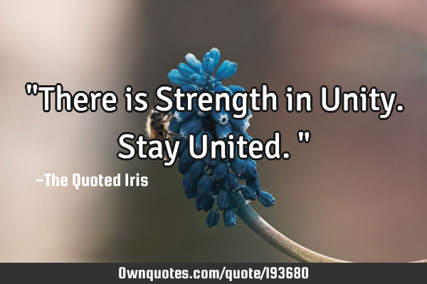 "There is Strength in Unity. Stay United."