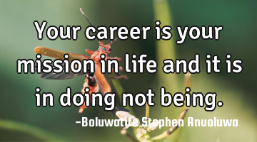 Your career is your mission in life and it is in doing not being.