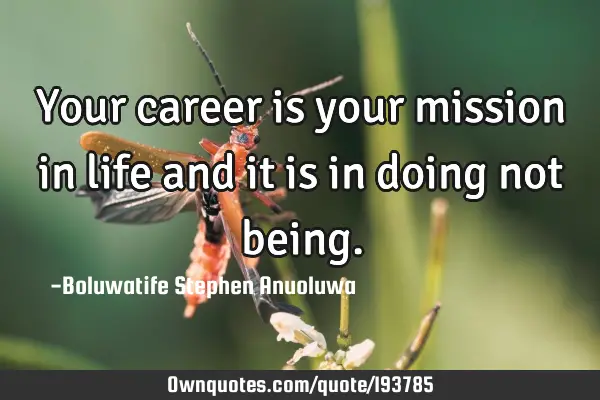 Your career is your mission in life and it is in doing not