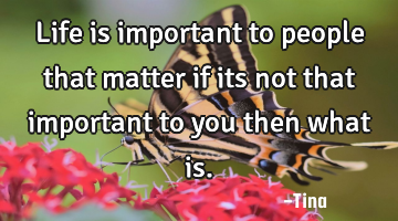 Life is important 
to people that matter
if its not that important
to you 
then what is.