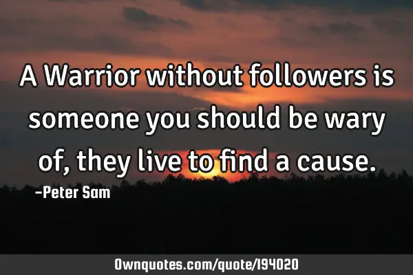 A Warrior Without Followers Is Someone You Should Be Wary Of Ownquotes Com