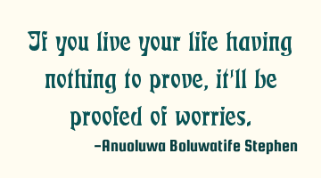 If you live your life having nothing to prove, it
