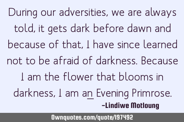 During our adversities, we are always told, it gets dark before dawn and because of that, I have