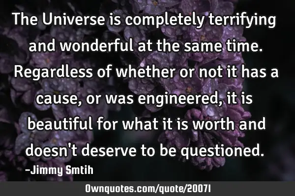The Universe is completely terrifying and wonderful at the same time. Regardless of whether or not