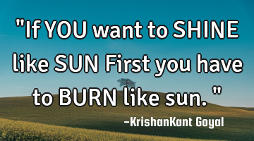 "If YOU want to SHINE like SUN First you have to BURN like sun."