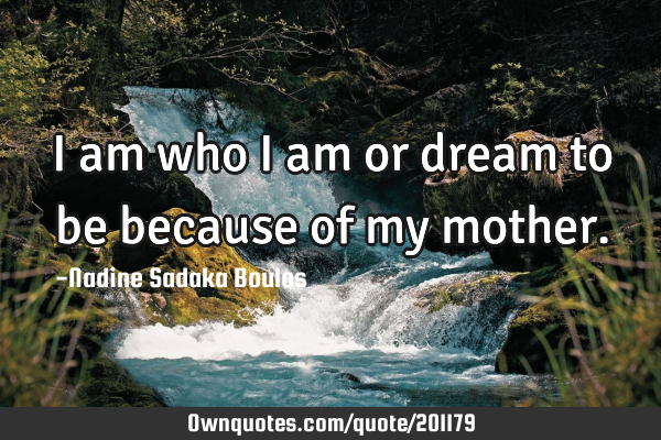 I am who I am or dream to be because of my