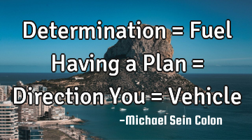 Determination = Fuel
Having a Plan = Direction
You = Vehicle