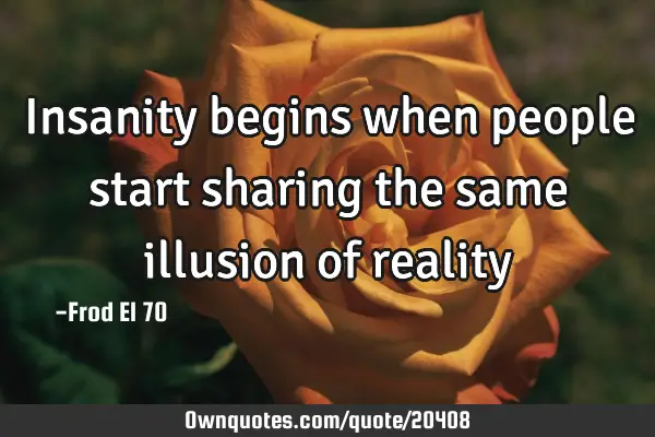 Insanity begins when people start sharing the same illusion of
