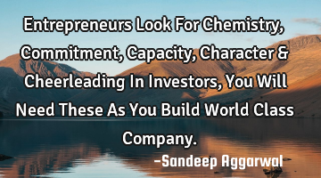 Entrepreneurs Look For Chemistry, Commitment, Capacity, Character & Cheerleading In Investors, You W